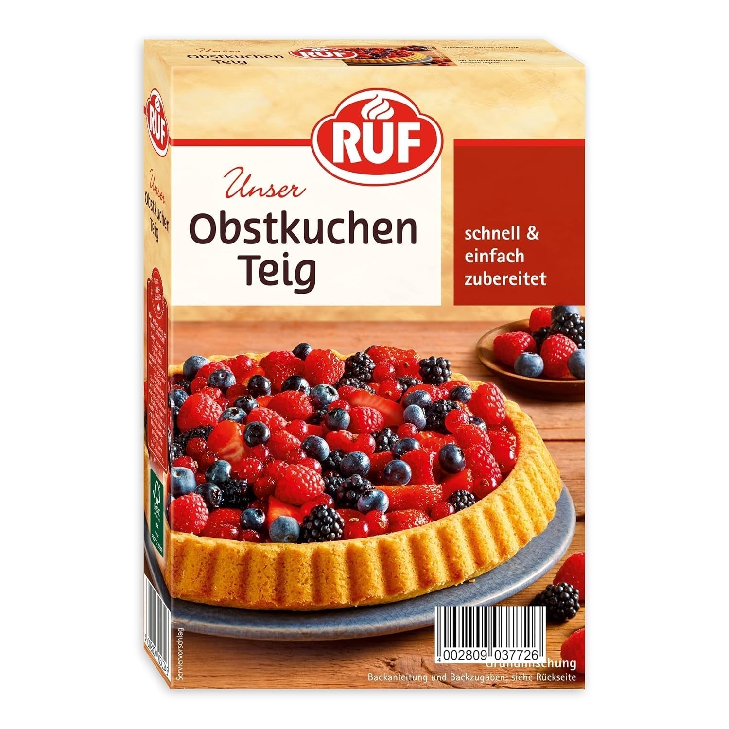 RUF Biskuit Teig, Backmischung Für Einen Saftigen Biskuitteig, Gelingsicher Und Schnell Zuberitet, Zur Herstellung Von Biskuitrollen, Biskuitkuchen or tortenboden, 1 X 250G Naty Shop Obstkuchen Obstkuchen