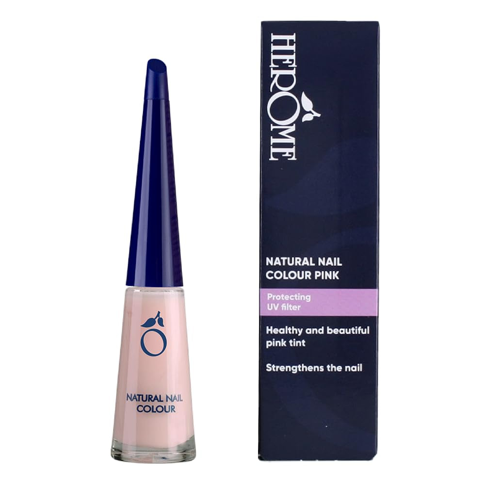 Vernis à ongles rose naturel Herome effet fortifiant - Vernis à ongles adapté à la French manucure - Renforceur d'ongles d'une couleur rose fraîche - 10 ml.