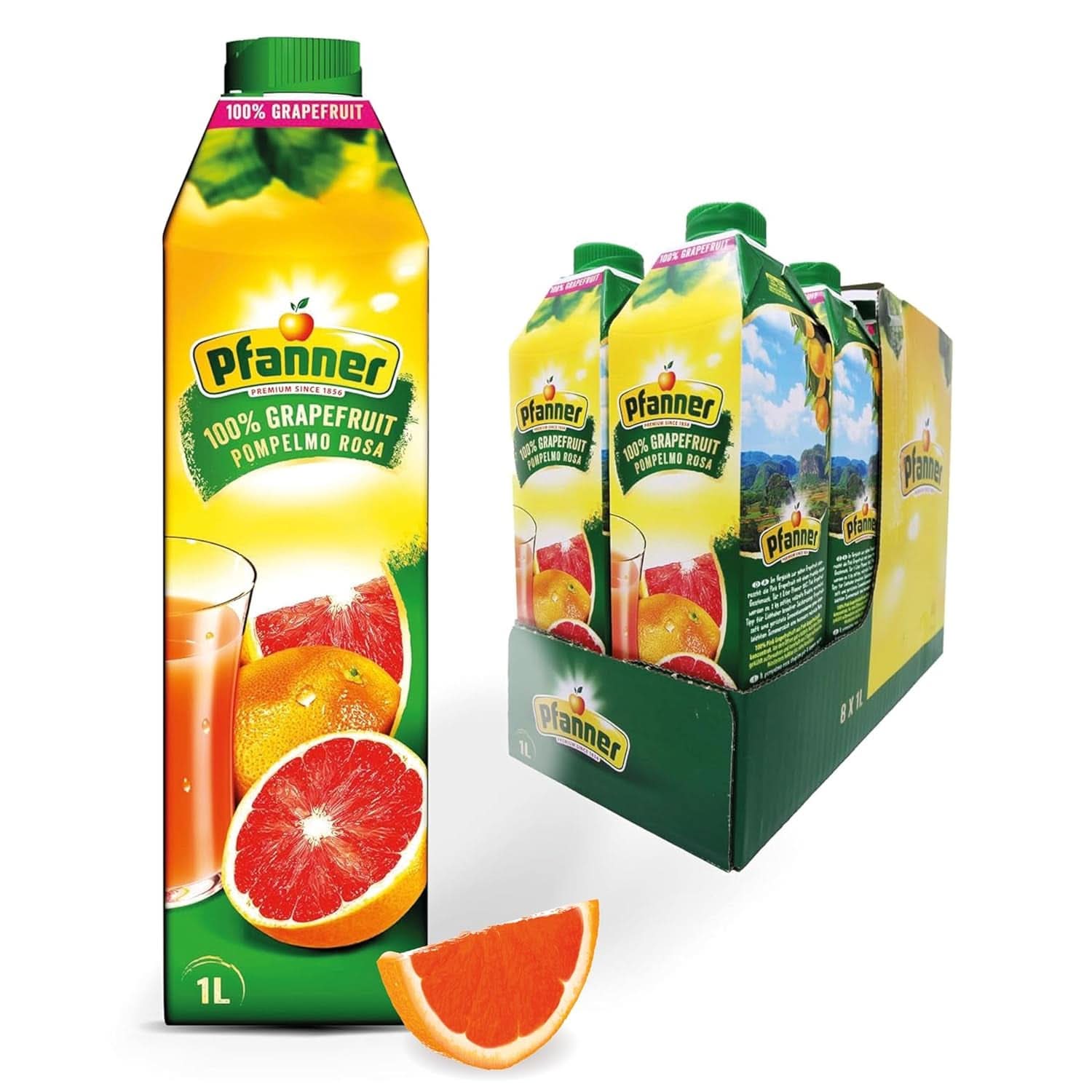 Pfanner Fraise Nectar de Fruits (8 X 1 Litre) - 30% de Fruits - Boisson à la Fraise Naty Shop Pamplemousse Rose