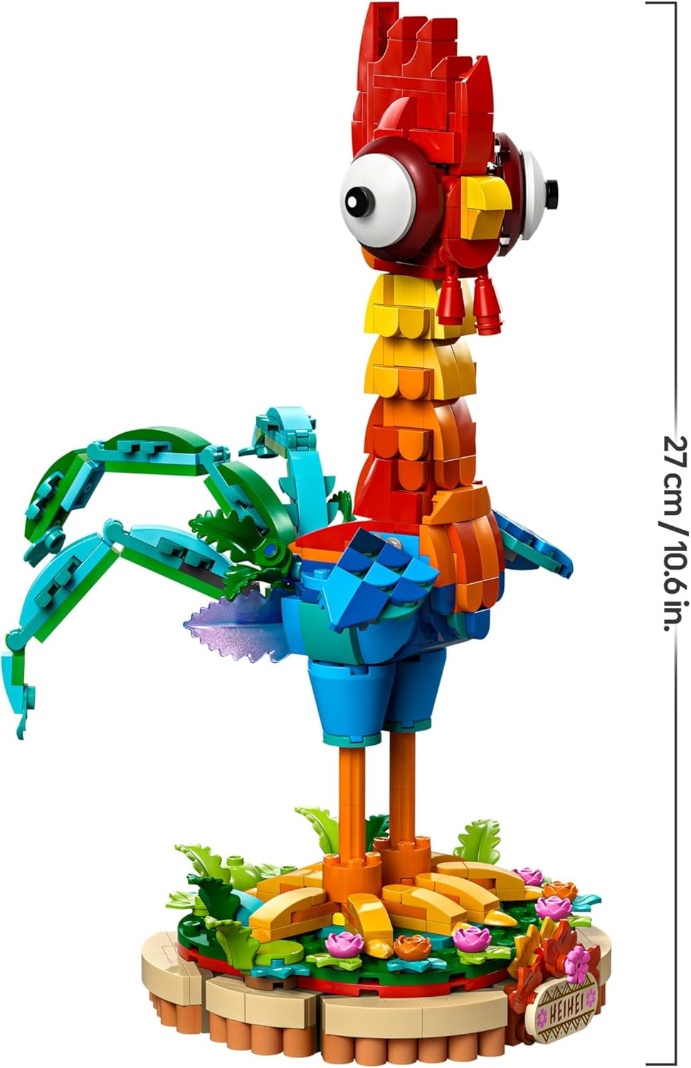 LEGO ǀ Disney Vaiana 2 : Heihei Spielzeug - Figurine animale pour jouer et exposer avec tête rotative, ailes et plumes de queue mobiles et support - Cadeau pour les filles à partir de 9 ans - 43272
