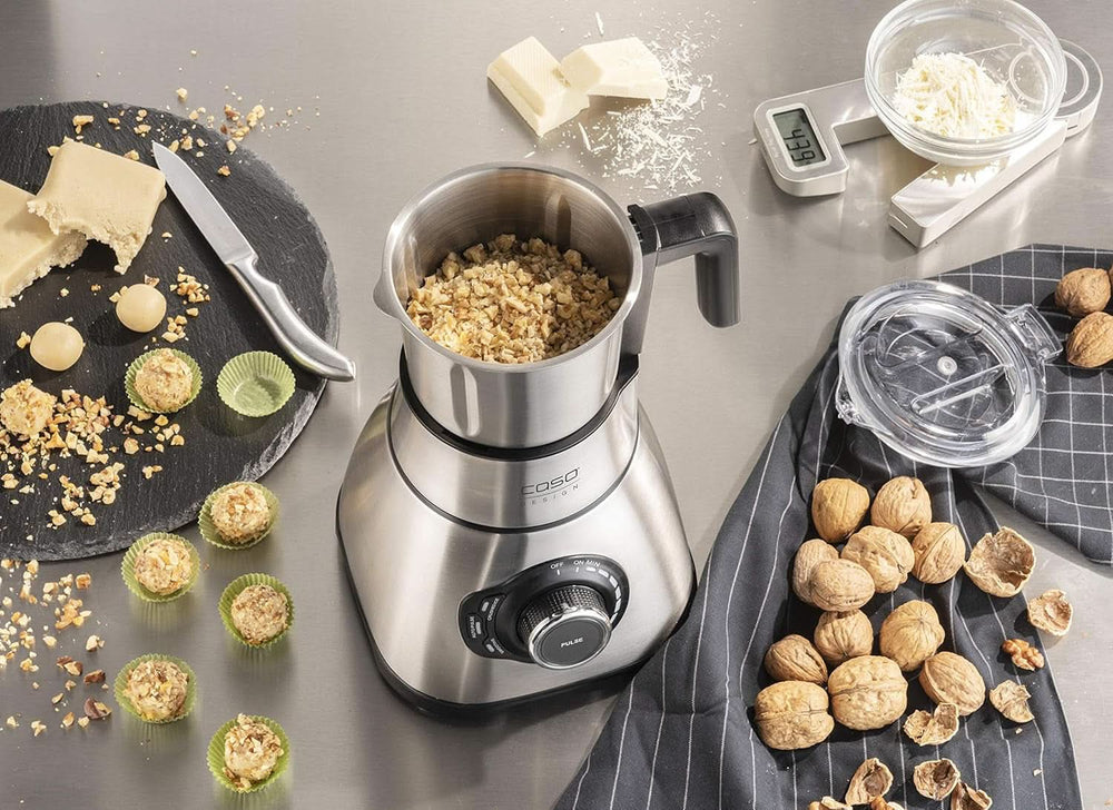 CASO B 1800 Powerblender-Set - Batteur sur socle, 28 000 U/Min, Glasbehälter 1,75 L, Inkl. Trinkflasche Und Zerkleiner, Mixer Testsieger Mit Sehr Gut, Edelstahl Naty Shop