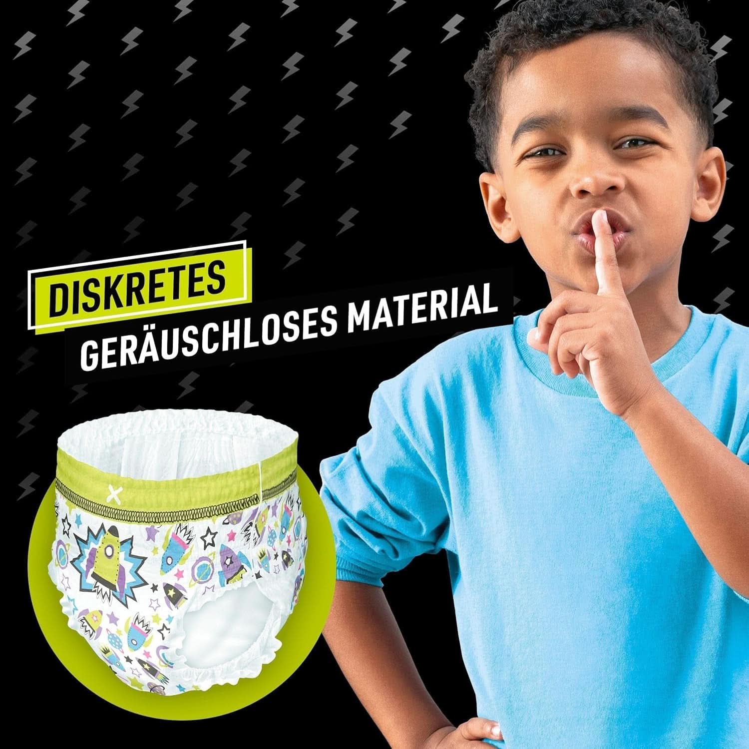 Pantaloni de pijama Ninjamas Spaceship, 9 pantaloni de noapte absorbanți, 8 ani, 27Kg-43Kg Mama si Copilul Naty Shop