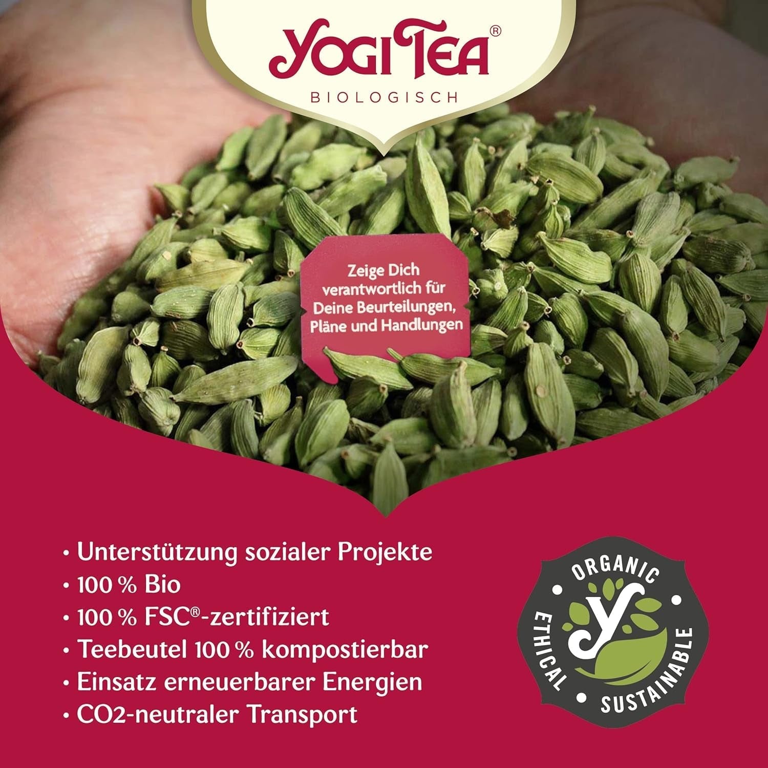 Yogi Tea Green Chai, thé épicé ayurvédique biologique, mélange de cannelle, menthe, thé vert, gingembre, cardamome et clou de girofle, 6 x 17 sachets de thé (102 sachets de thé au total)