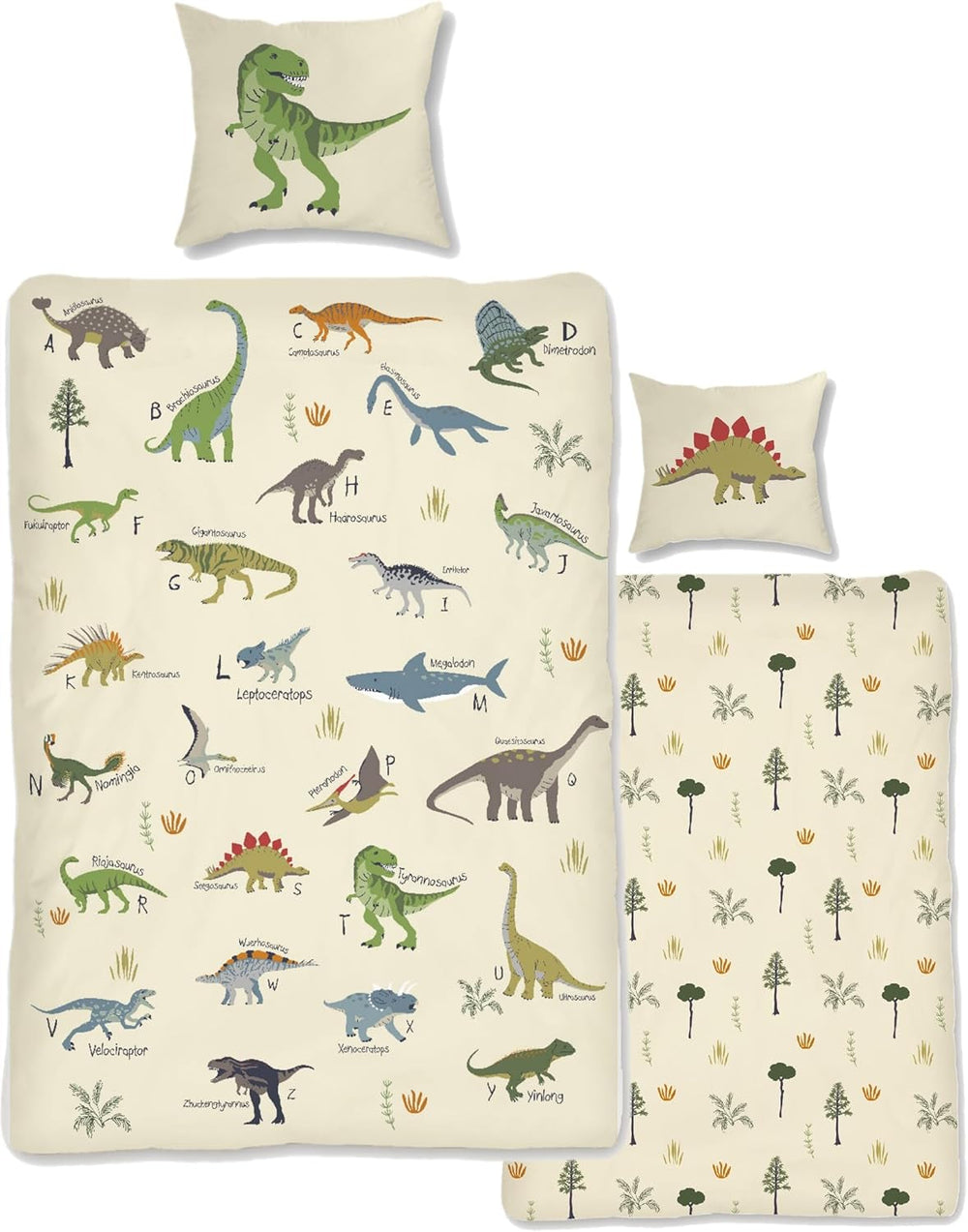 Skybrands Dino Bedtuchen 135X200 Jungen Bedtuchen Dinosaurier Baumwolle 2Tlg Kinder Bedtuchen Dinosaurier 135X200 + Beutel Naty Shop Default Title