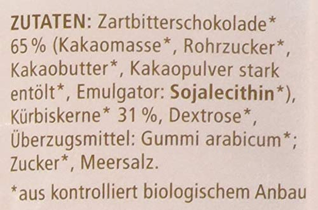 Landgarten Graines de citrouille biologiques au chocolat noir – Snack végétalien au chocolat aux graines de citrouille rôties – Source de magnésium – 1 x 50 g