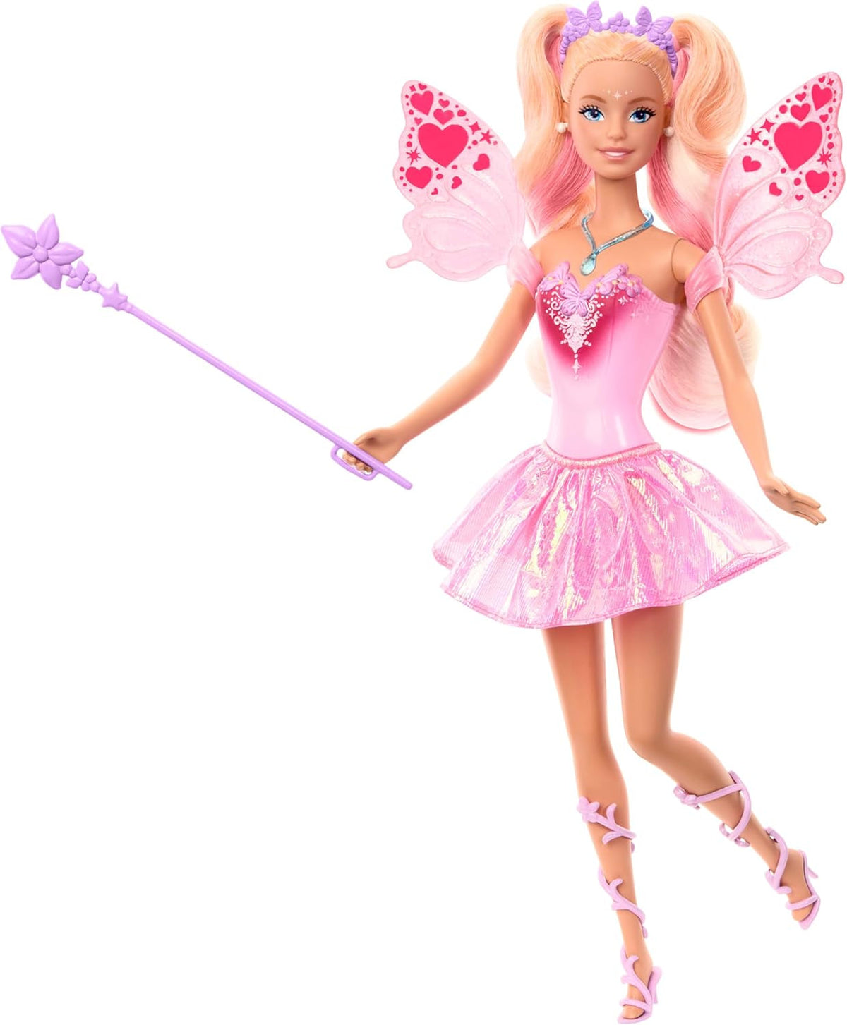 Mattel Poupée Barbie Fée avec baguette jouet et accessoires de mode, thème fantastique avec ailes et tenue changeante de couleur, JCP76, [multicolore] Naty Shop Dolls Titre par défaut
