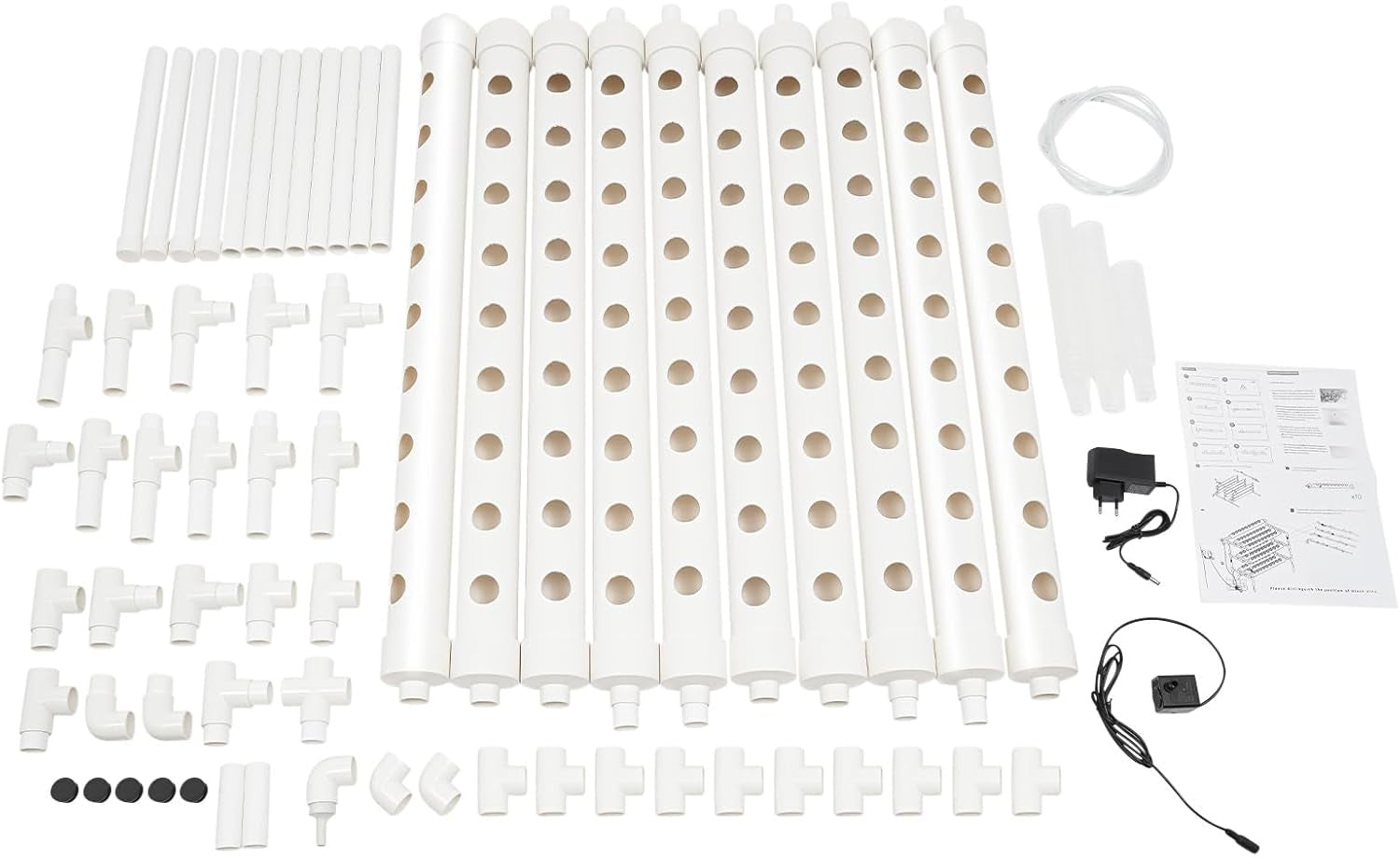 Kit de culture hydroponique à 3 couches avec 90/108 positions de plantation et pompe à eau, systèmes de culture de plantes sans sol en PVC, kits de culture hydroponique pour légumes et fruits (108 positions de plantation)
