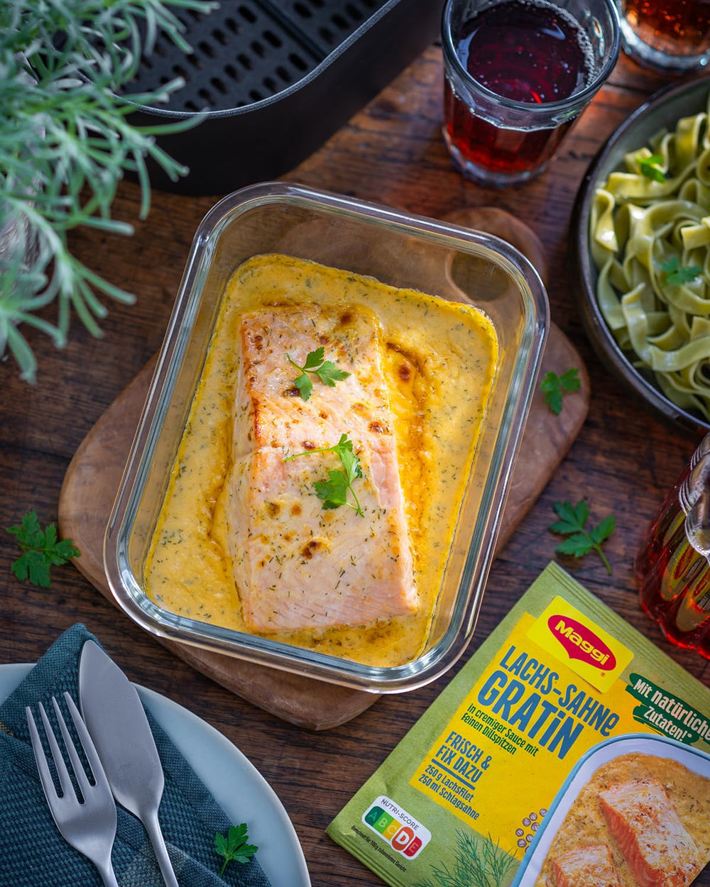 MAGGI Fix für Lachs-Sahne Gratin, Würzmischung, mit natural Ingredient*, for 2 Portionen, 1er Pack (1 x 26g)