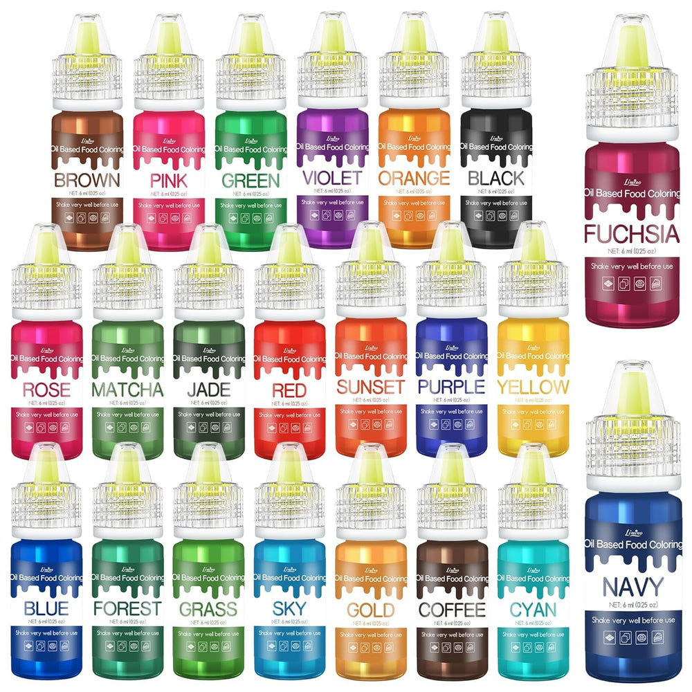 Fettlösliche Lebensmittelfarbe - 10 Farben ölbasis lebensmittelfarben for Schokolade, Süssigkeit, Kuchen, Backen, Macaron - Konzentrierte Food Coloring For Tortendeko, Buttercream, Fondant - Je 10Ml Naty Shop 6 Ml (22Er Pack)