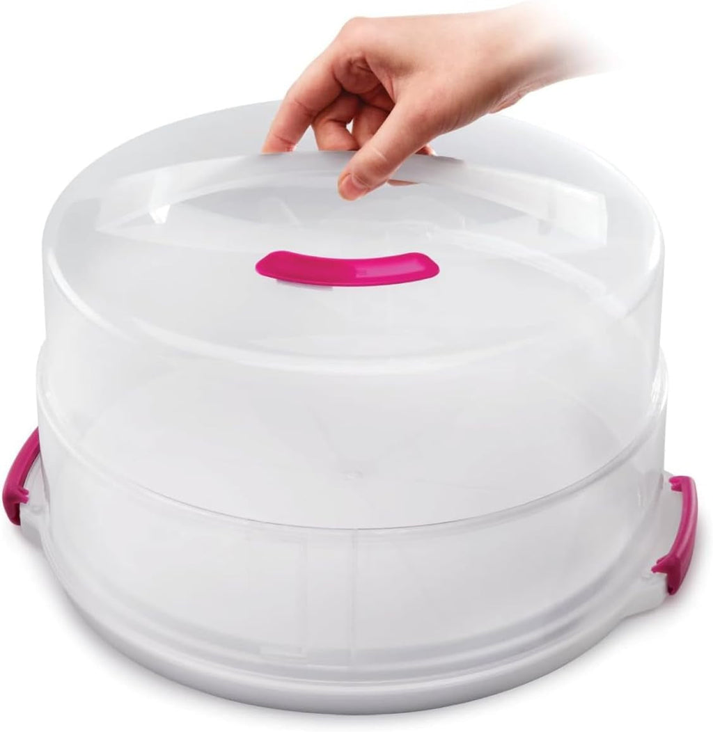 Recipient pentru prăjituri Metaltex, reglabil pe înălțime, polipropilenă, alb/transparent, ⌀ 30 cm, înălțime reglabilă de 8 și 15 cm Cutii depozitare alimente Naty Shop