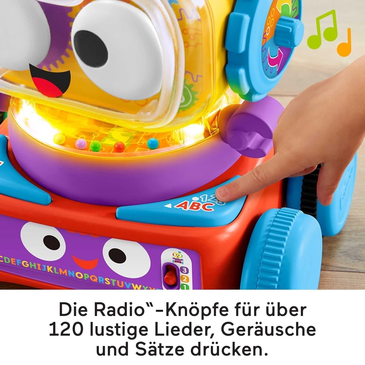 Fisher-Price 4-in-1 robot de învățare Linus pentru bebeluși și copii mici, jucărie de la 6 luni - vorbitor de germană, HCK39 Jucarii Bebe Naty Shop