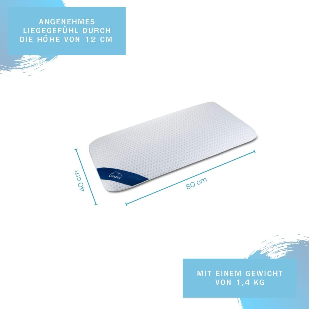 Oreiller en mousse Genius Eazzzy 40X80 Cm hauteur 10Cm - Oreiller de soutien cervical avec 2 degrés de dureté + mousse gel rafraîchissante - Oreiller de couchage pour dormeurs sur le côté, le dos et le ventre contre les douleurs cervicales, oreillers standards en polyester Naty Shop