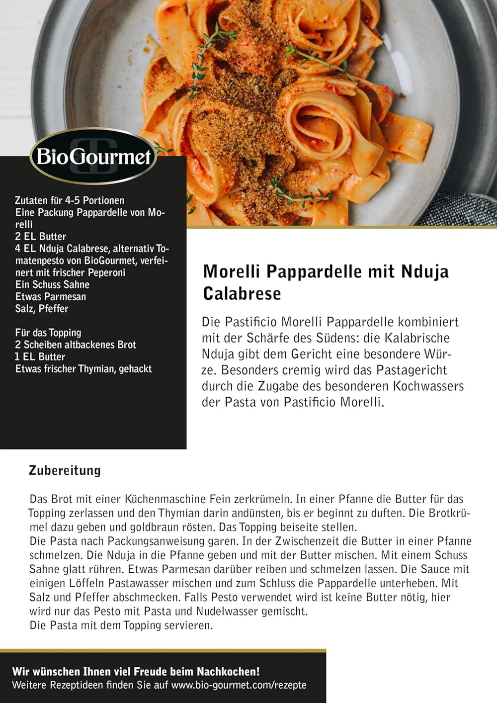 BioGourmet Pappardelle au Germe de Blé – Pâtes larges biologiques pour ragoûts et sauces – avec nutriments supplémentaires | 500 g Bio et Vegan