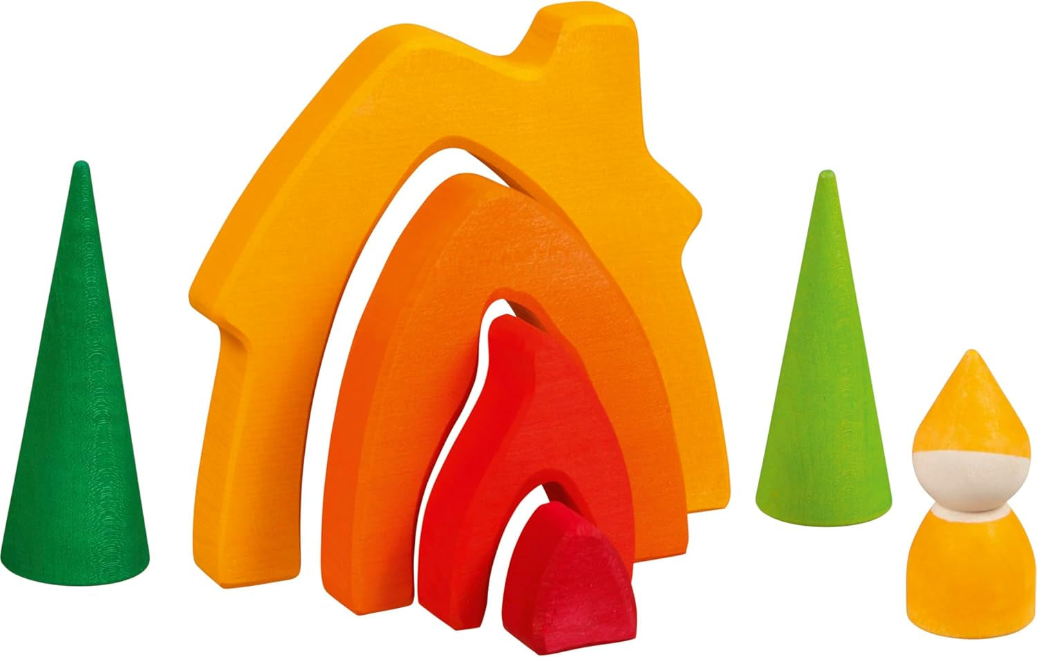 Goki 58427 - Casă pentru pitici - Goki Evolution - Fabricat din lemn de arțar de înaltă calitate - 7 părți - Vopsele colorate pe bază de apă - Fabricat în Europa Casute de papusi Naty Shop