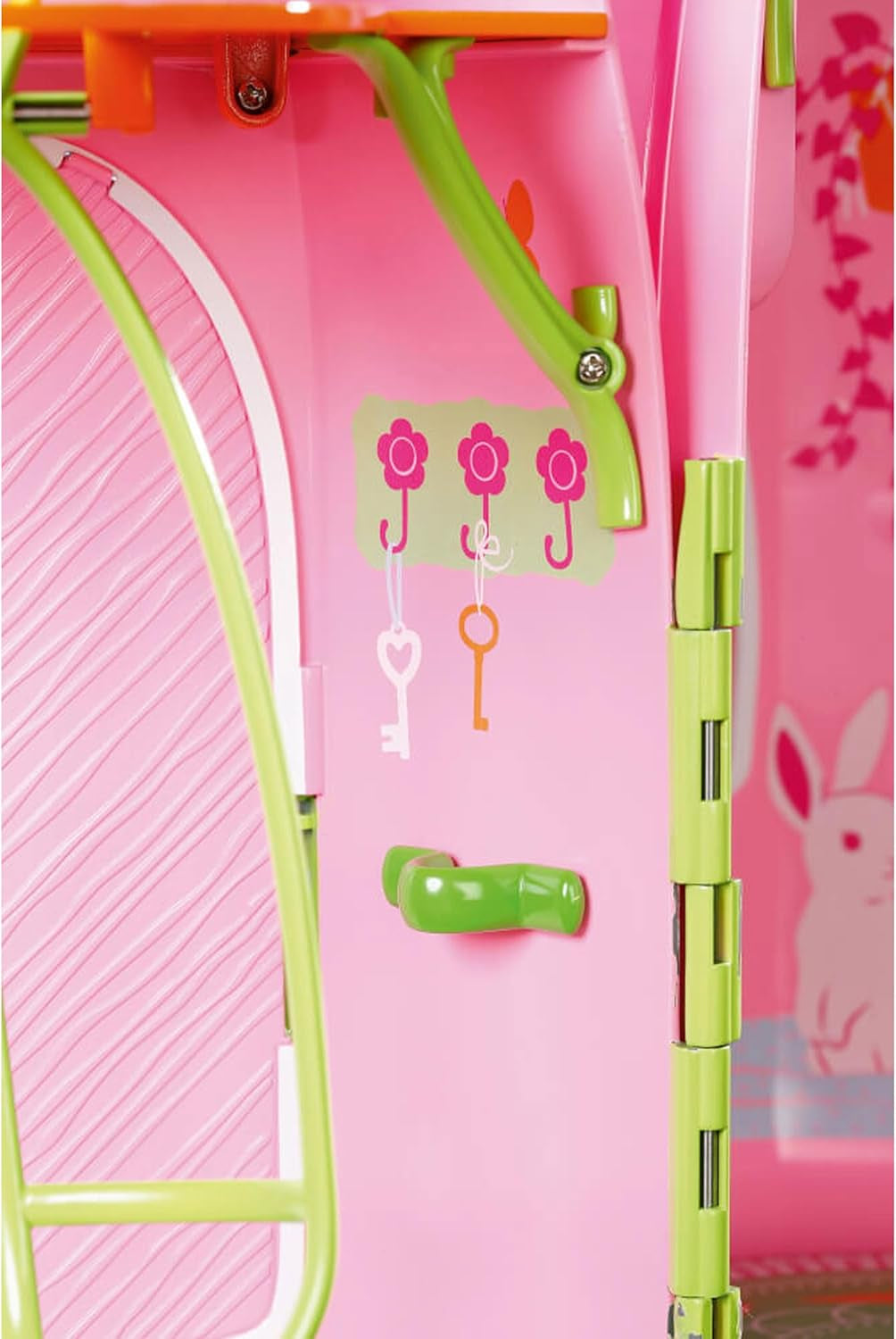 BABY Born Storybook Cottage, Casă de păpuși pliabilă pentru păpuși de 18 cm cu masă, șemineu, șezlong și telescop, roz verde, 833803 Zapf Creation Casute de papusi Naty Shop