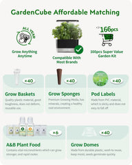 Ensemble de capsules hydroponiques de 166 pièces : kits de plantes pour cultiver n'importe quoi - comprenant des éponges de culture, des dômes de culture, des étiquettes d'aliments pour plantes A&B - Accessoires hydroponiques pour la plupart