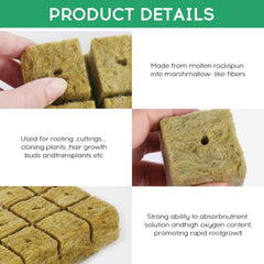 28 cubes de laine de roche, ensemble de laine de roche, tapis de culture en laine de roche, tapis de culture hydroponique sans sol, cube de laine de roche, cubes de laine de roche pour boutures, clonage, propagation 4*4*4 cm