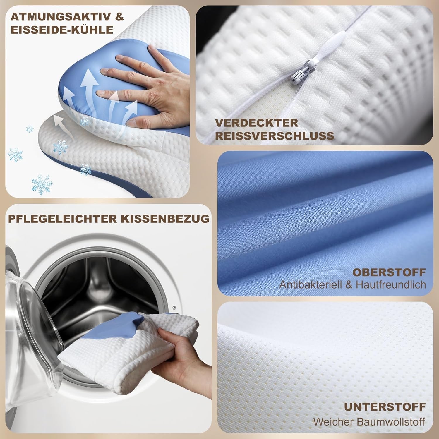 Oreiller ergonomique pour dormeur latéral - Oreiller cervical Oreiller de soutien pour les douleurs au cou et aux épaules Oreiller orthopédique en mousse à mémoire de forme Oreiller de soutien du cou pour le ventre, le dos et le côté avec soutien du cou Oreillers orthopédiques cervicaux Naty Shop