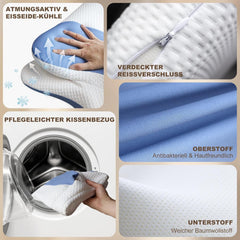 Oreiller ergonomique pour dormeur latéral - Oreiller cervical Oreiller de soutien pour les douleurs au cou et aux épaules Oreiller orthopédique en mousse à mémoire de forme Oreiller de soutien du cou pour le ventre, le dos et le côté avec soutien du cou Oreillers orthopédiques cervicaux Naty Shop