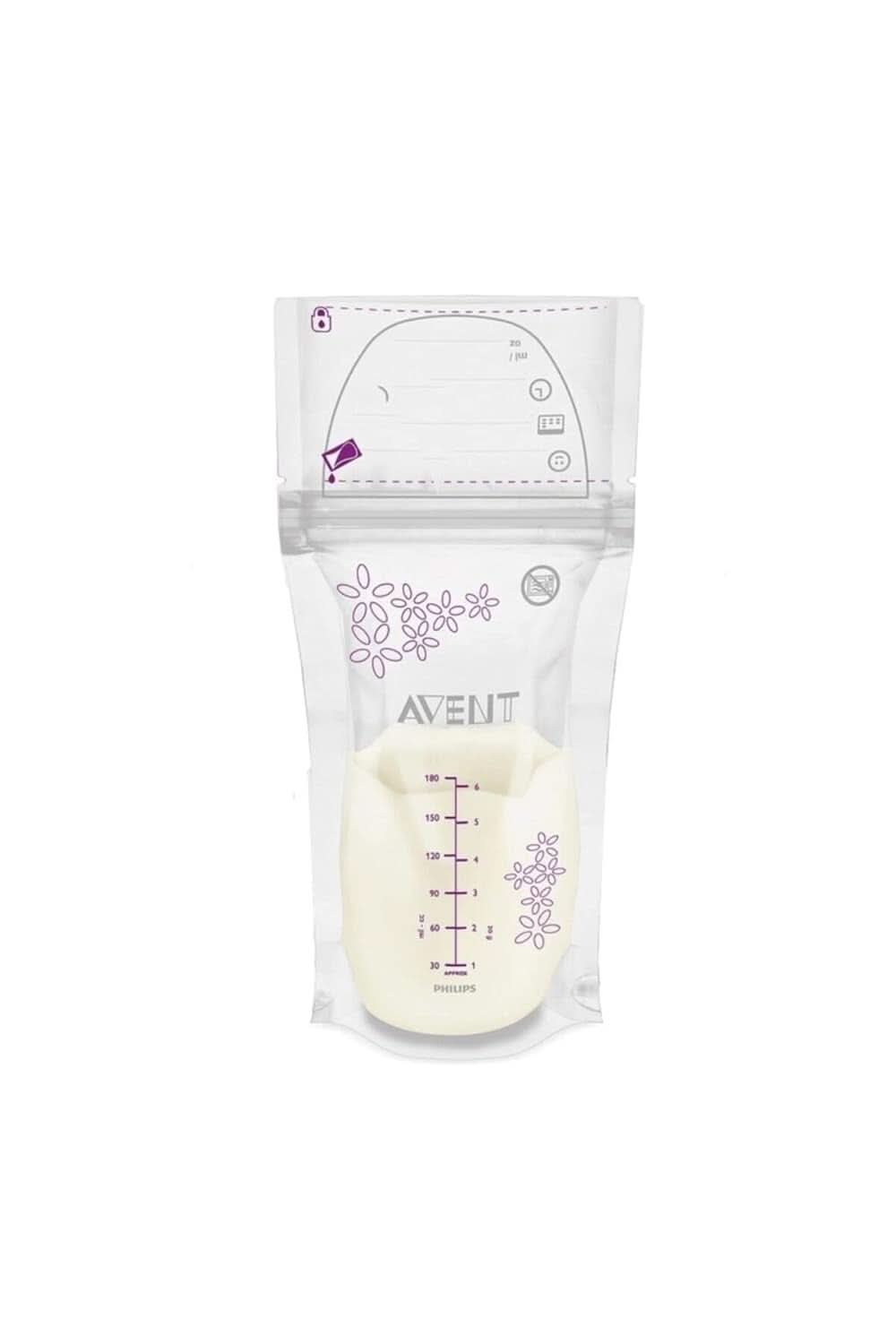 Philips Avent Sachet de lait maternel 180 ml pour conserver et congeler le lait maternel, SCF603/25, pré-stérilisé, 25 pièces Accessoires Alimentation et Allaitement Bebe Naty Shop