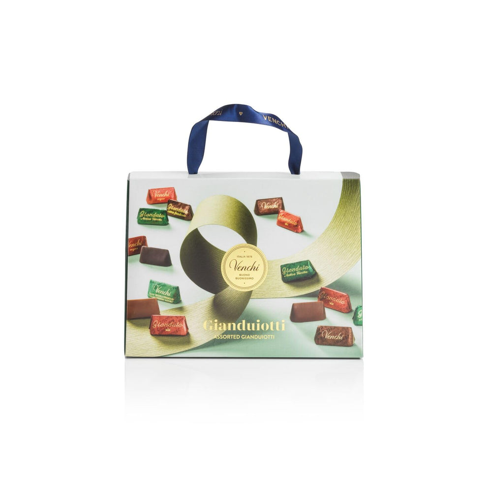 Coffret Venchi - Borsina Gianduiotti, avec divers chocolats Gianduiotti, dont "Noisettes du Piémont", 150g, sans gluten, sans colorants artificiels, sans conservateurs, idée cadeau