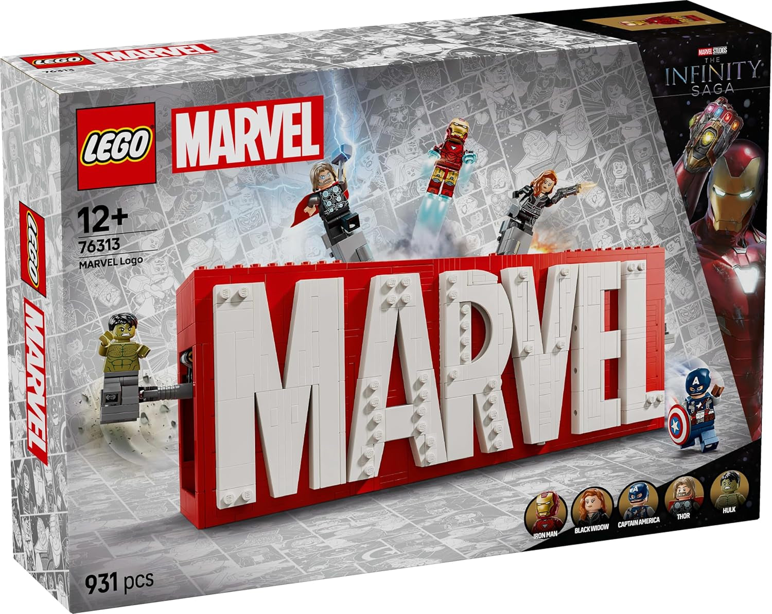 LEGO Marvel : Logo et figurines Marvel - Ensemble de collection Hulk, Thor, Iron Man, Black Widow et Captain America - Ensemble de construction de figurines Avengers - Cadeau pour garçons et filles à partir de 12 ans 76313 Jeux de construction Beuche den LEGO-Store