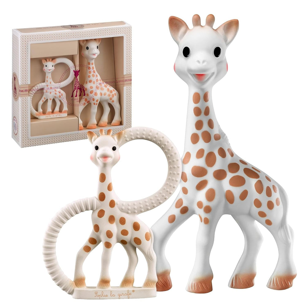 Sophie la girafe - Coffret bébé + anneau de dentition - Caoutchouc 100% naturel - Coffret d'activités bébé - Jouet d'éveil