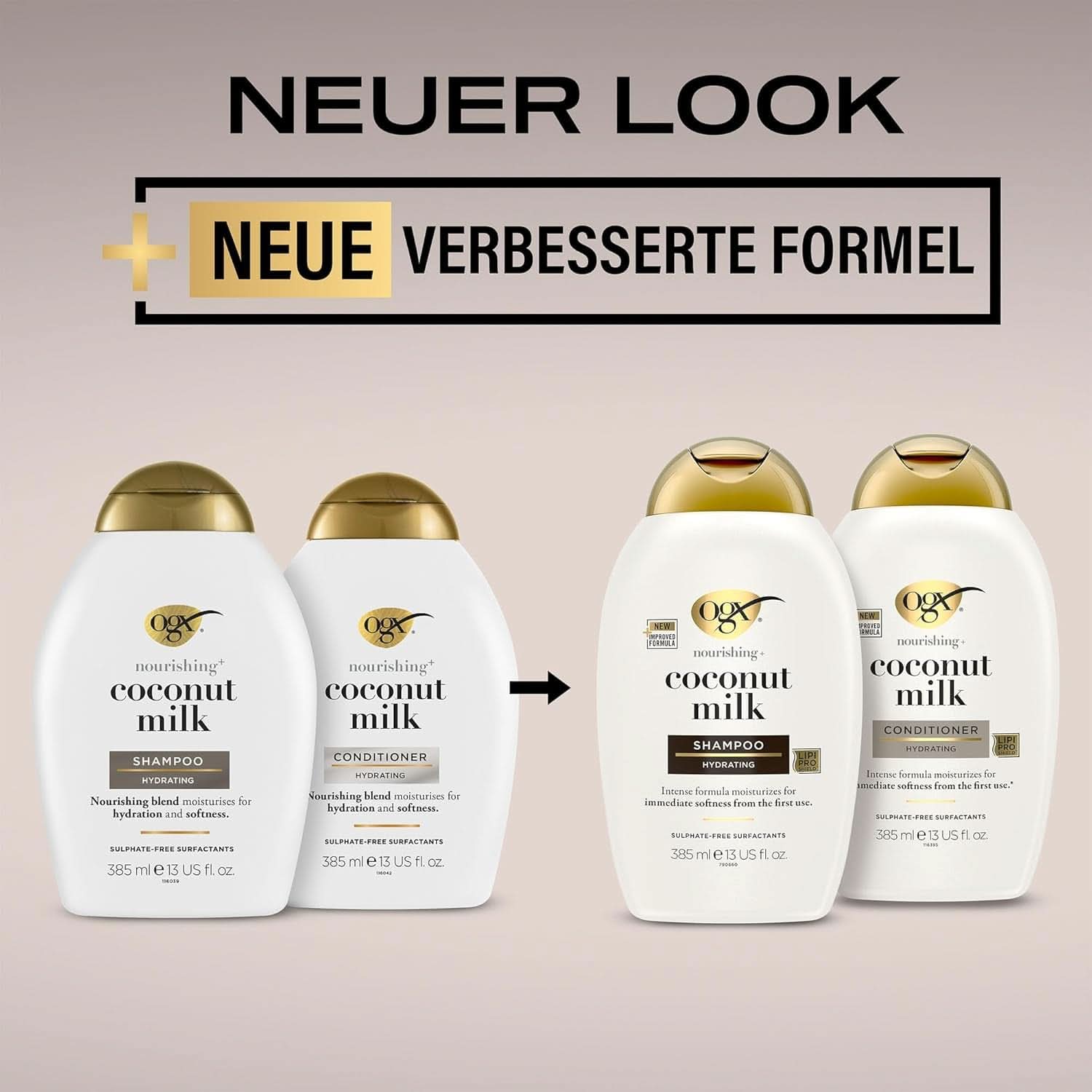 Șampon cu lapte de cocos OGX (385 ml), efect hidratant Duș și baie Naty Shop