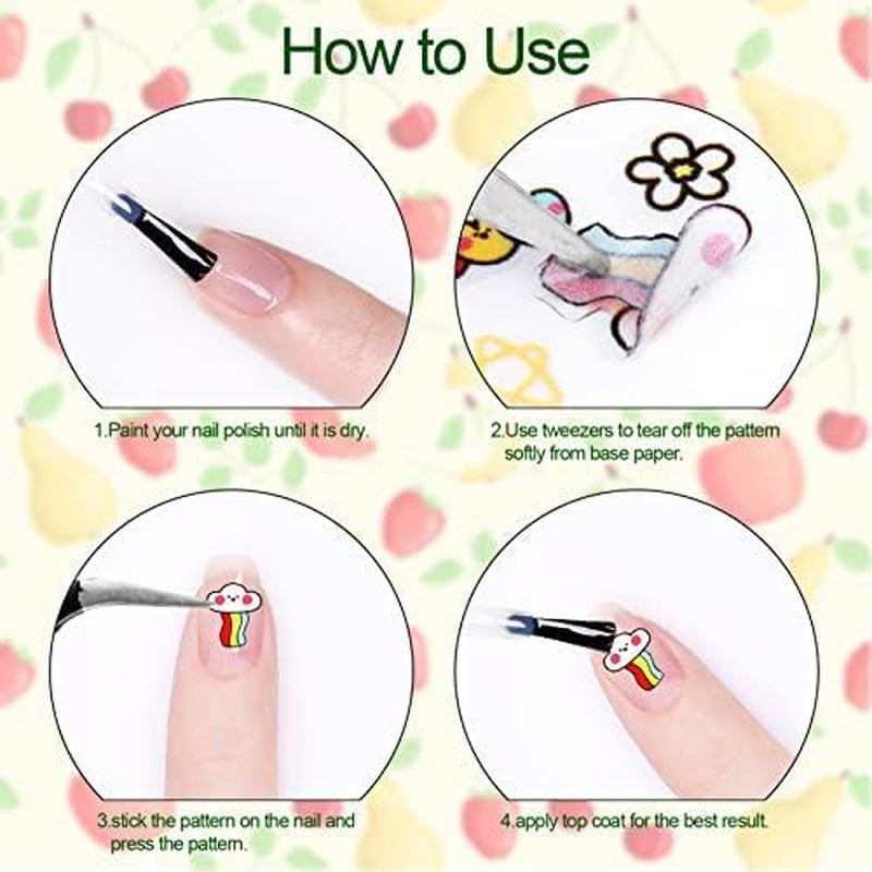 Autocollants pour ongles mignons pour enfants, 20 feuilles d'autocollants pour ongles 3D qui brillent dans le noir, fleurs colorées, décorations Nail Art, autocollants pour ongles, autocollants auto-adhésifs, accessoires de décoration DIY