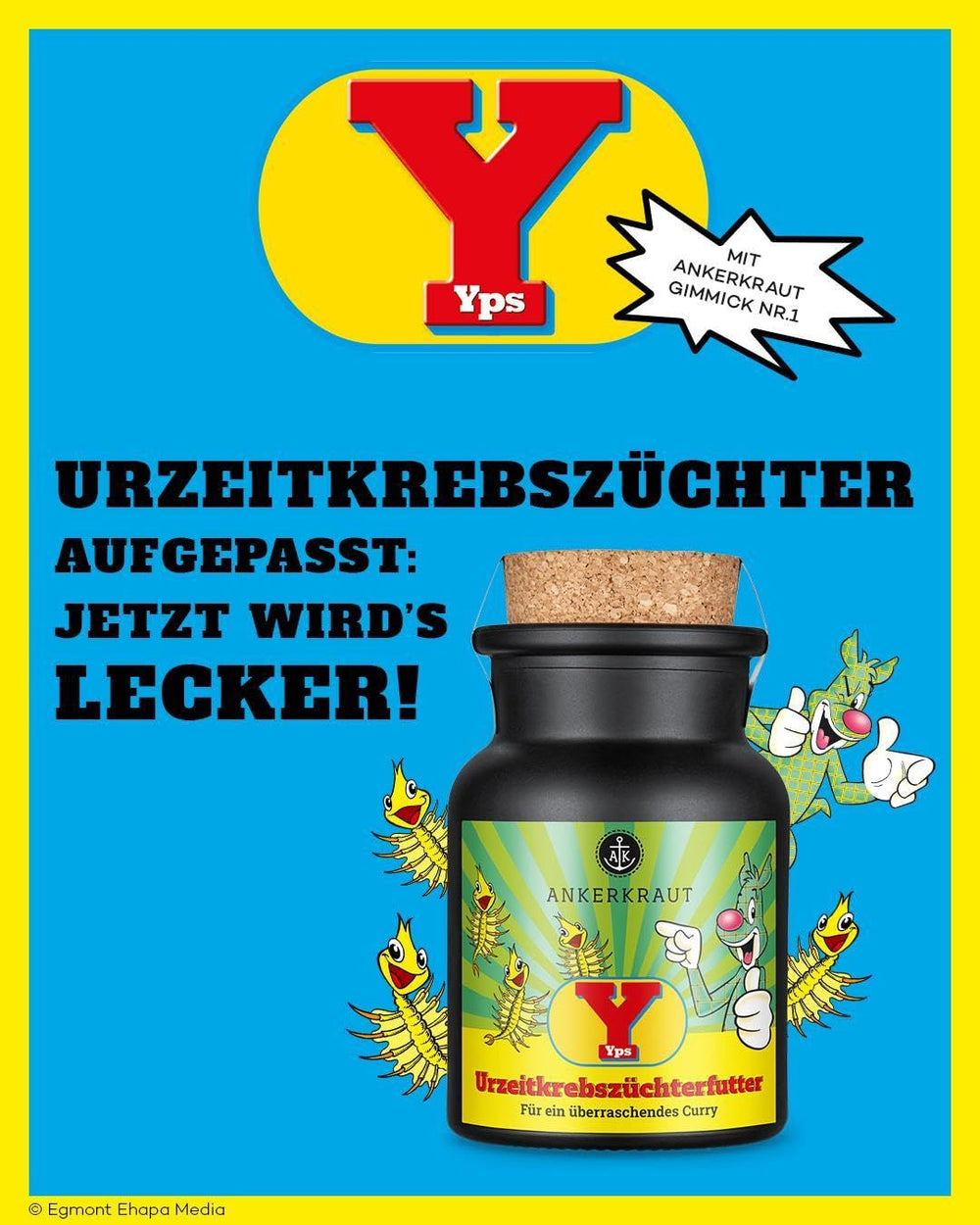 Ankerkraut x Yps Urzeitkrebszüchterfutter, Gewürzmischung für Rice, Gemüse et Snacks, avec Rote Beete, Kurkuma et Zwiebel, sans Salz, 80 g dans du verre de liège