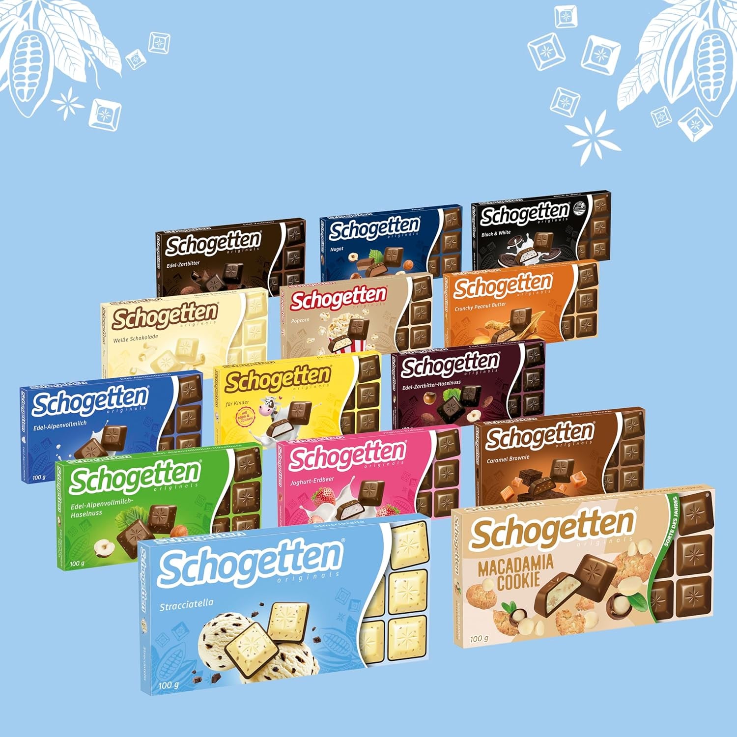 Tablette de chocolat Schogetten Stracciatella 100g, portion individuelle. Un délice. Pièce par pièce.