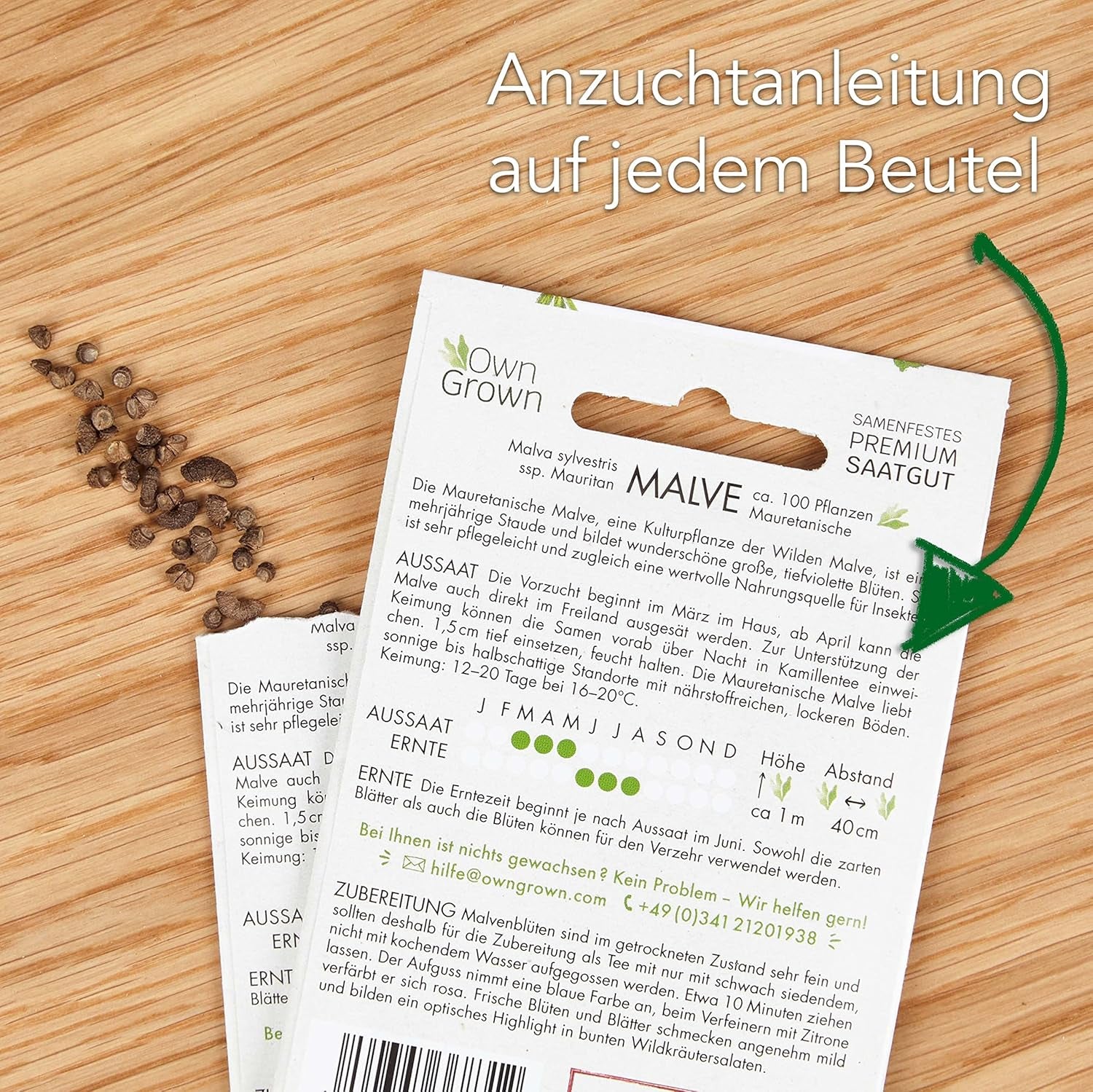 Ensemble de graines de thé : 8 variétés de graines pour balcon et jardin - menthe, camomille, anis, ortie, mauve - graines de plantes - thé - boîte à thé - plantes OwnGrown