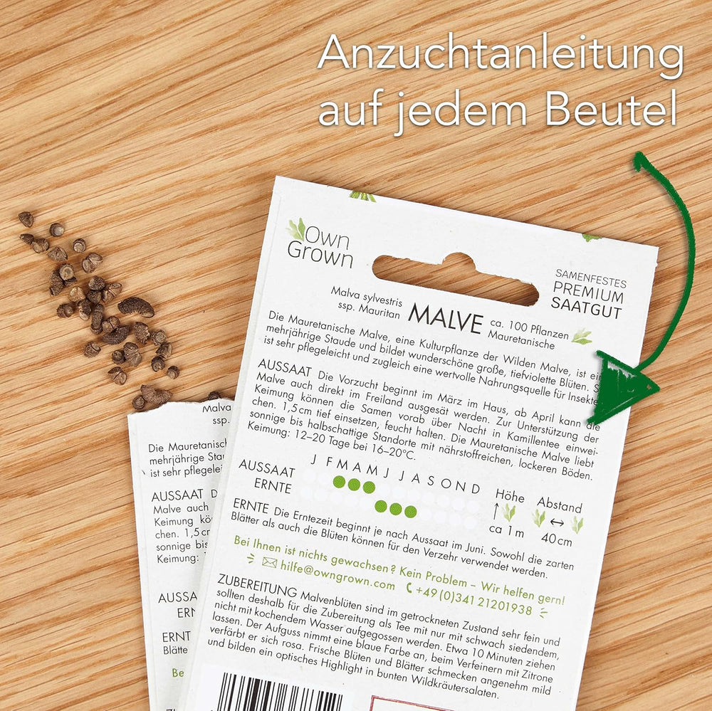 Ensemble de graines de thé : 8 variétés de graines pour balcon et jardin - menthe, camomille, anis, ortie, mauve - graines de plantes - thé - boîte à thé - plantes OwnGrown