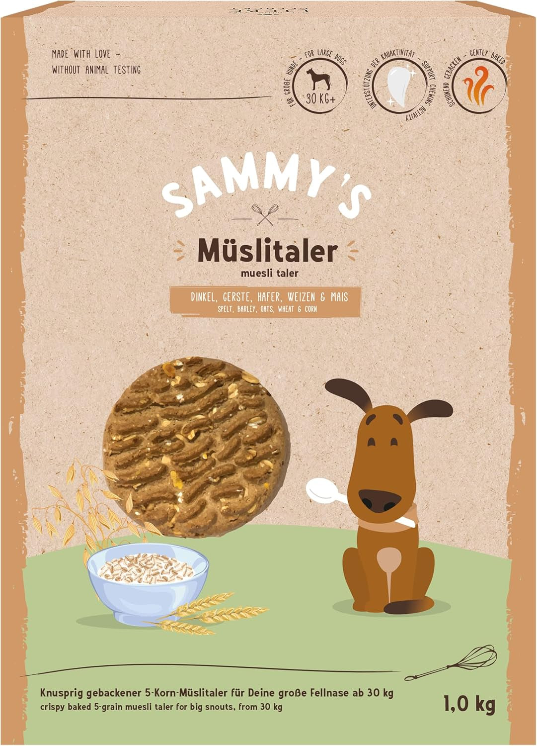 Pièces de monnaie Muesli de Sammy | Collations croustillantes au four pour chiens | 5 pièces de muesli aux céréales pour votre grand ami à quatre pattes (30 kg+) | 1kg