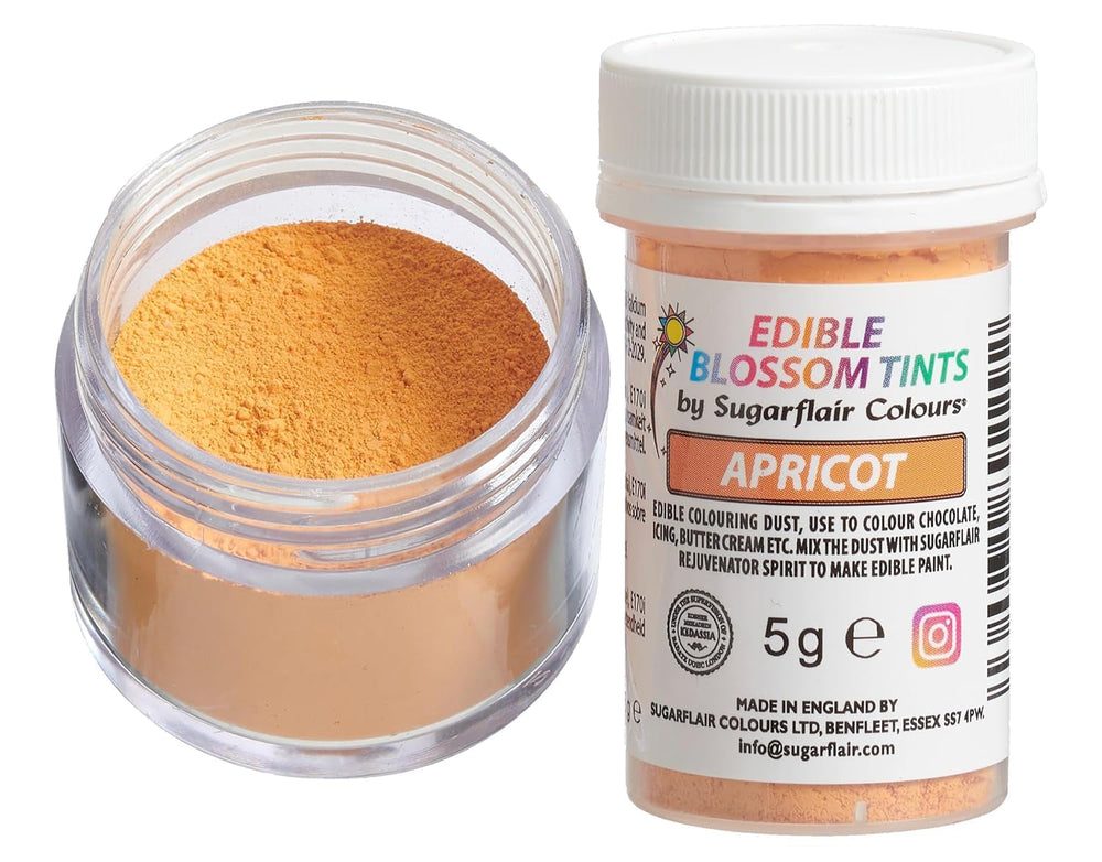 Sugarflair Blossom Tint Dust Abricot Colorant alimentaire en poudre – Colorant alimentaire en poudre pour décoration de gâteaux, pâte à sucre, fondant, glaçage, chocolat, crème au beurre, macarons et plus encore – 5 g