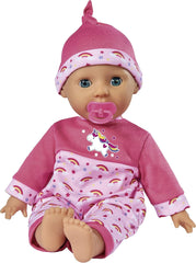 Simba 105140060 - Poupée au corps doux Laura Tickle Baby avec matelas arc-en-ciel, émet 25 sons de bébé, 38 cm, poupée à partir de 2 ans