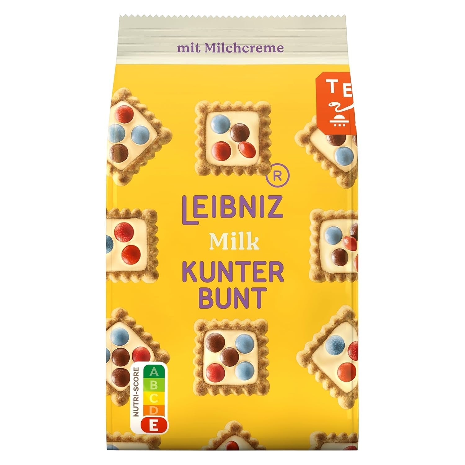LEIBNIZ Kunterbunt Milk, paquet de 12, Biscuits croquants à la crème de lait et morceaux de chocolat (12 x 125 g)