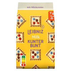 LEIBNIZ Kunterbunt Milk, paquet de 12, Biscuits croquants à la crème de lait et morceaux de chocolat (12 x 125 g)