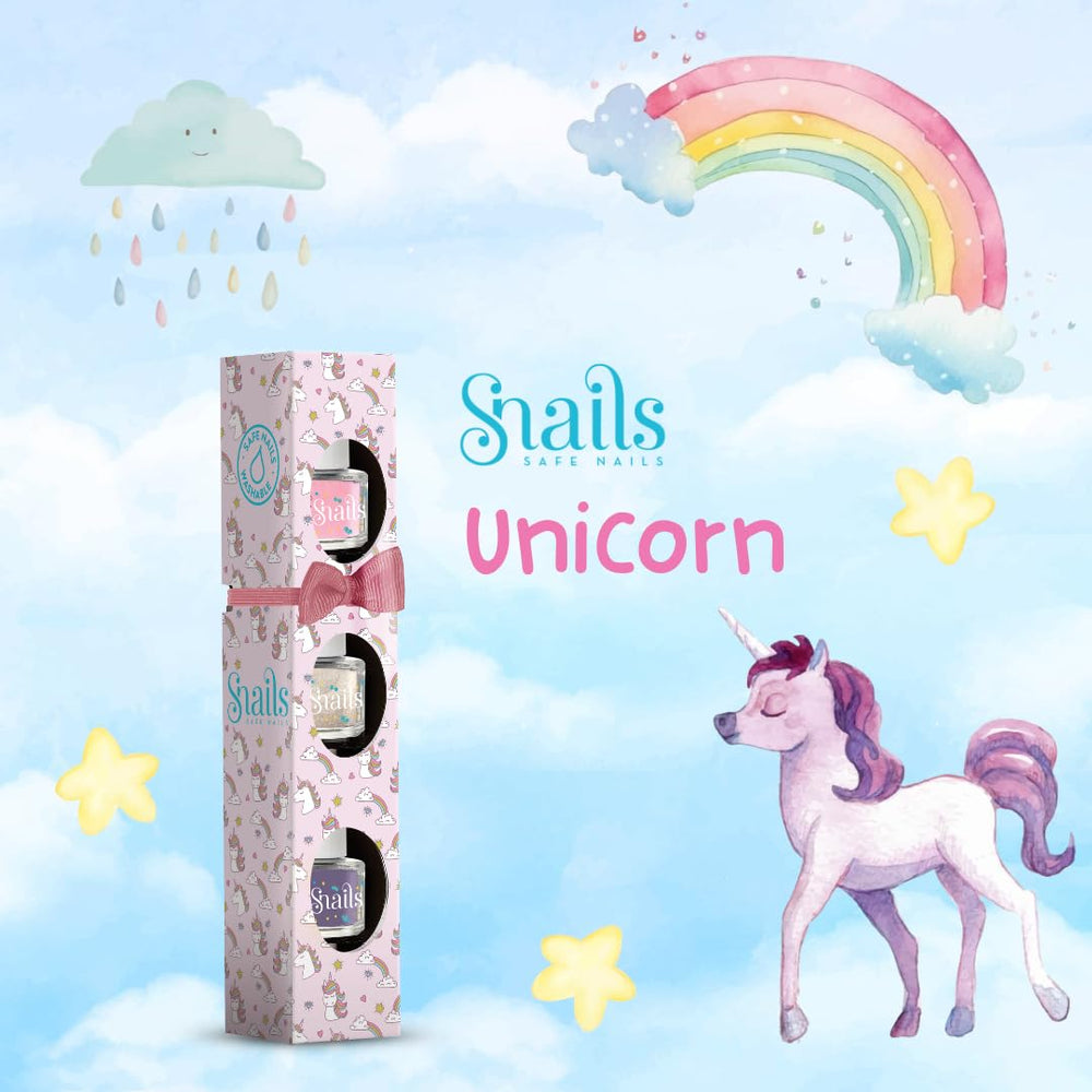 Snails Kids Coffret cadeau de vernis à ongles 510409, mini licorne 3 x 5 ml, à base d'eau, lavable, sûr, végétalien
