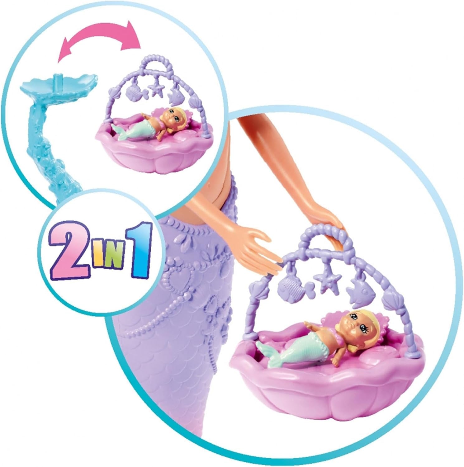 Simba 105733524 - Steffi Love Mermaid Family, poupée sirène enceinte avec Kevin en sirène, avec berceau, poupées à habiller 29 cm, poupées de jeu, pour poupées de 3 ans et plus Naty Shop