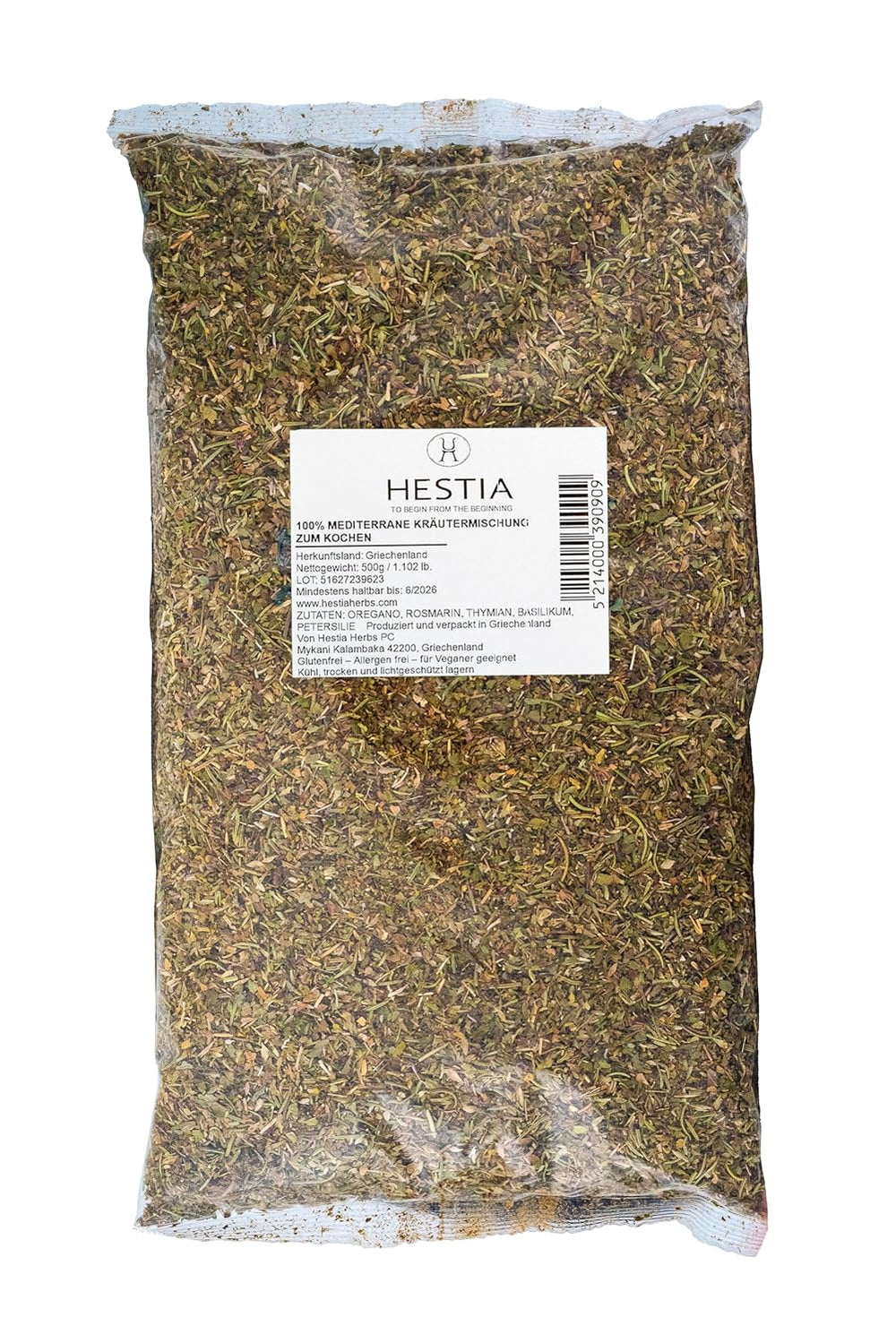 Hestia Herbs Crème méditerranéenne grecque avec origan, romarin, thym, basilic et persil pour la cuisine, 500 g – Gewürzmischung authentique pour recette traditionnelle