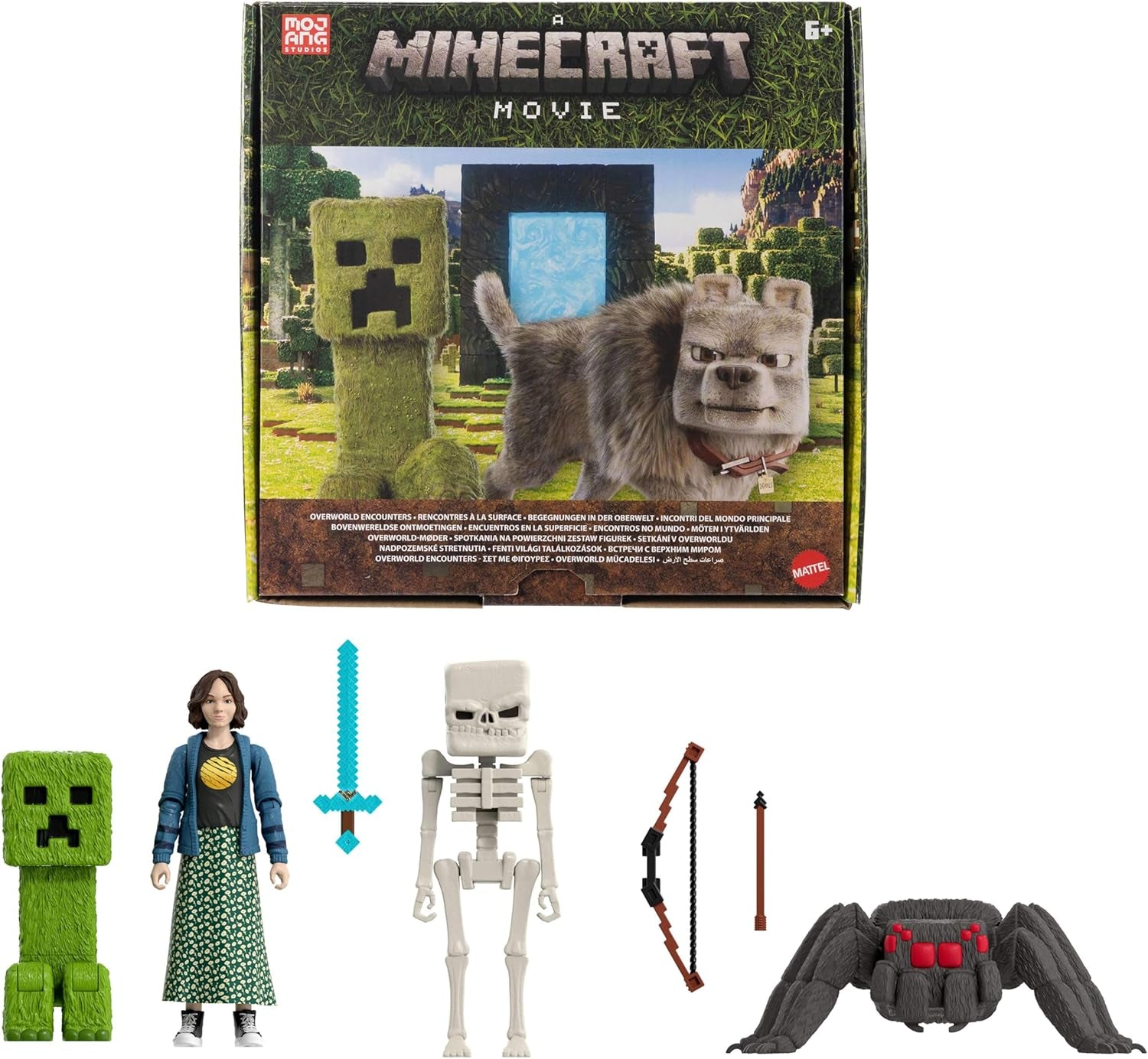 Mattel Minecraft Story Set avec 4 figurines d'action et 3 accessoires Rencontres dans l'Overworld Set Minecraft Movie Inspired Collectible Toy JFR70 Action Figures Naty Shop Story Set