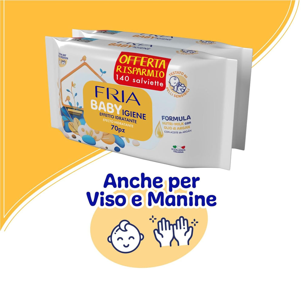 Lingettes humides, paquet de 2 (144 lingettes)