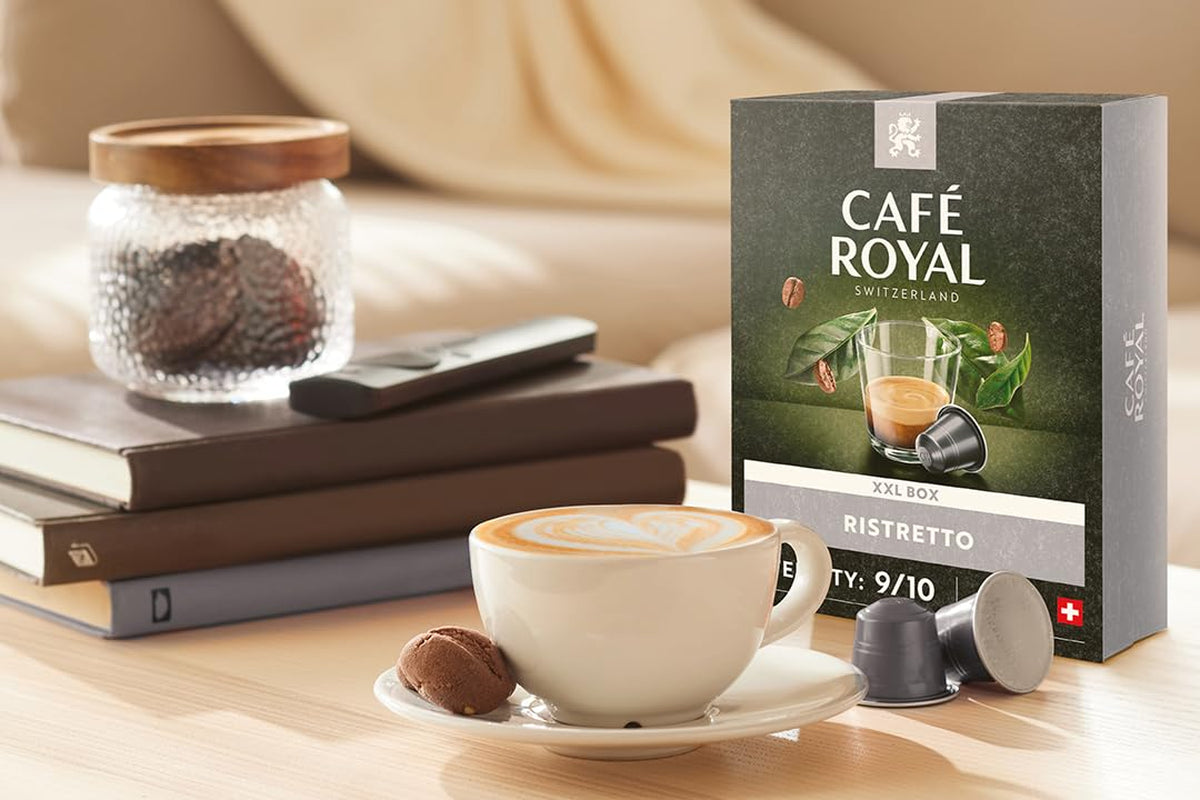 Café Royal Ristretto 36 capsules pour machine à café Nespresso - intensité 9/10 - capsules de café certifiées UTZ en aluminium (emballage avec 3)