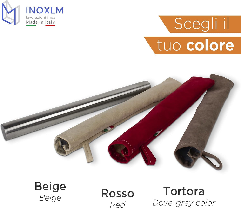 INOXLM Rouleau à pâtisserie en acier inoxydable pour pâte à pain, pizza, gâteau (sac taupe)