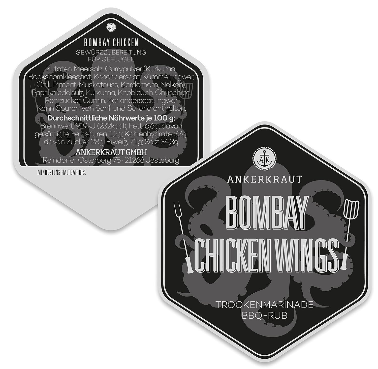 Ankerkraut Bombay Chicken, sauce barbecue indischer pour viandes et ailes de poulet, 230g Streuer