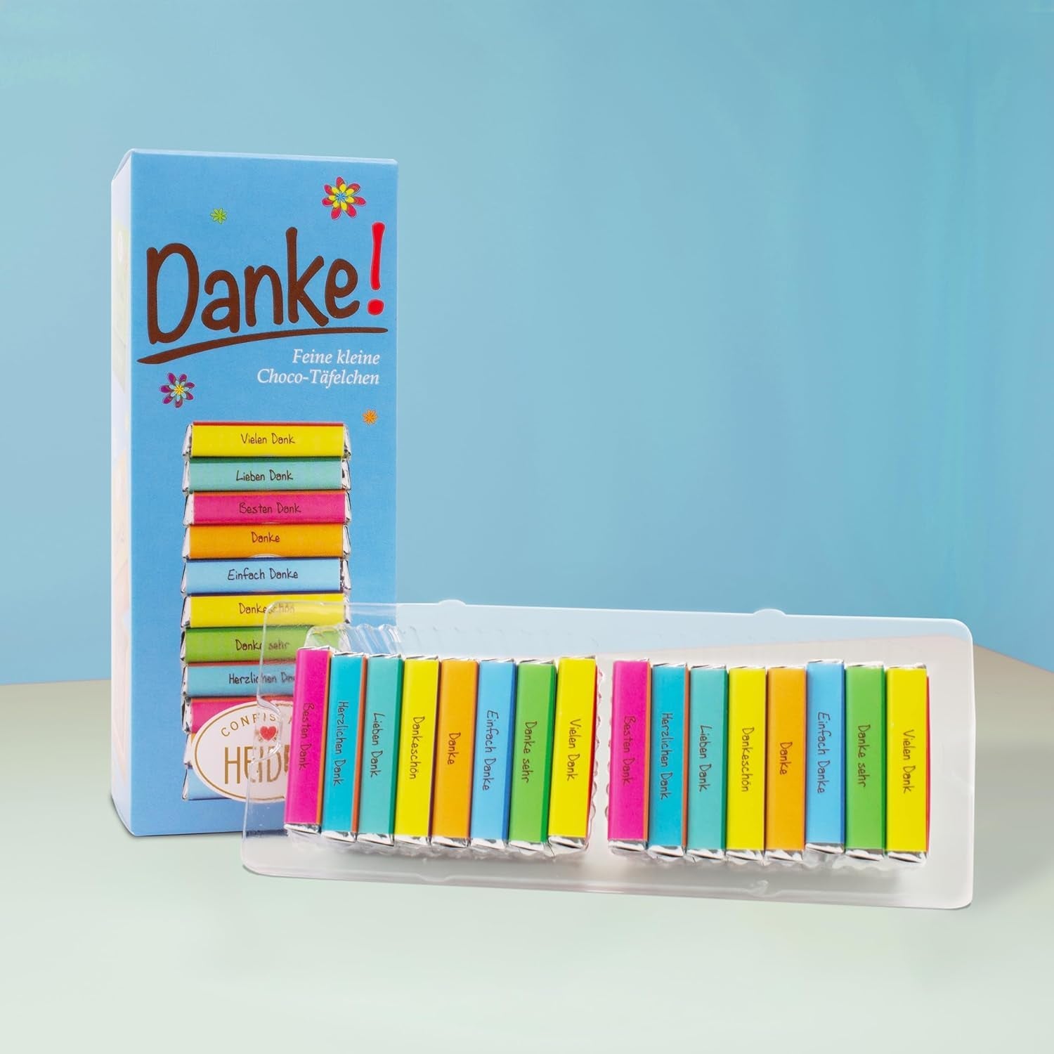 Tablettes de chocolat au lait Heidel Thank You 3x80g, 16 mini-barres de 5g par paquet, Diverses expressions de gratitude, Idée cadeau exquise