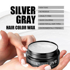 JVR Cire capillaire temporaire 80 g de cire lavable pour enfants, femmes et hommes, coiffure naturelle mate pour fête, cosplay, Halloween, Noël, mascarade, bricolage (gris 80 g) Naty Shop Coloration capillaire