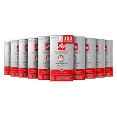illy, Compatible Aluminium-Kaffeekapseln CLASSICO, 100 % Arabica avec des notes de fleurs d'oranger et de jasmin, goût sucré et arrière-goût sucré, 10 paquets de 10 capsules (100 au total)