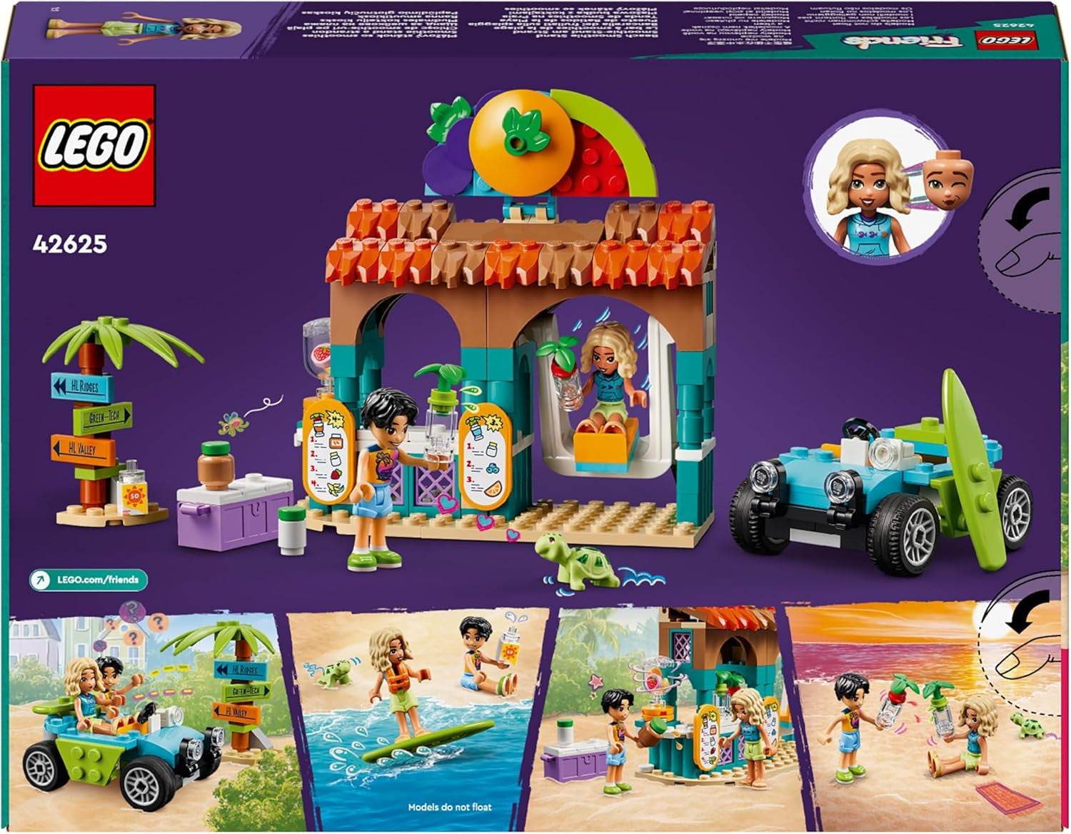 LEGO Friends Smoothie Stand At The Beach Jeu de rôle Idée cadeau pour filles et garçons de 6 ans avec figurines de jeu Tortue et accessoires Jouet de développement social 42625 Jeux de construction Besuche den LEGO-Store